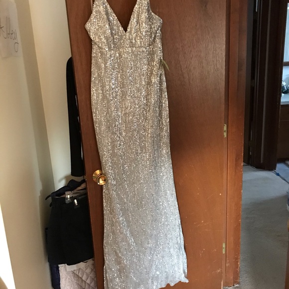 Silver Windsor specialty prom dress, size L - Picture 3 of 5